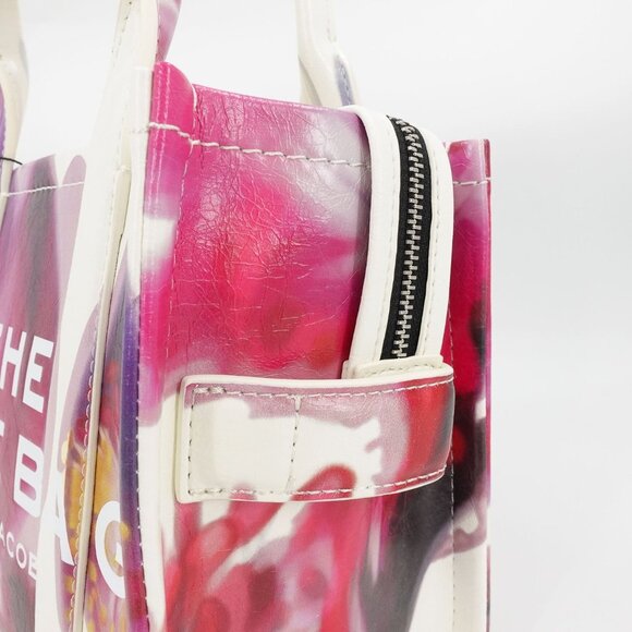 Marc Jacobs Future Floral Small Leather Tote Bag White Multi - Picture 12 of 16